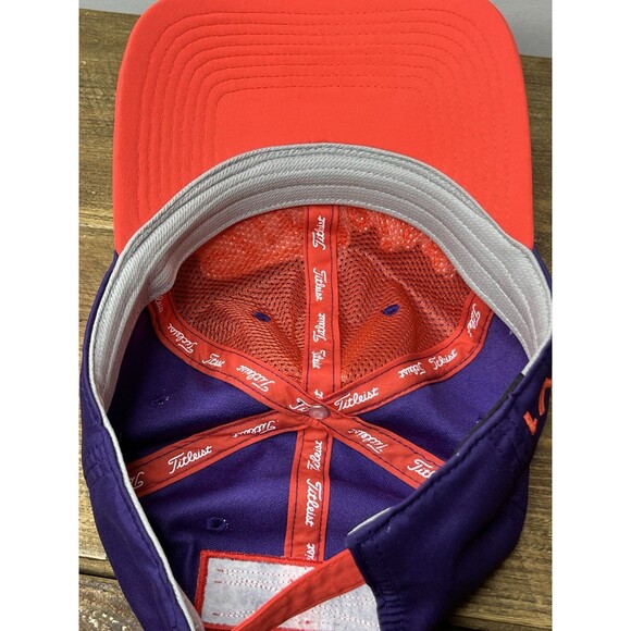 Titleist Hat Men Adjustable Purple Embroidered Logo FJ Pro V1 Strapback Golf Cap - Picture 8 of 8